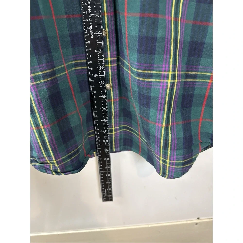 J Crew Green Plaid Dress Shirt Plaid Long Sleeve Button Up Men's Sz M Cotton